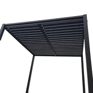 Pergola 3x3 m med lamelltak | Grå stålpergola för uteplats - Mörkgrå - Utemöbler - Solskydd - Pergola