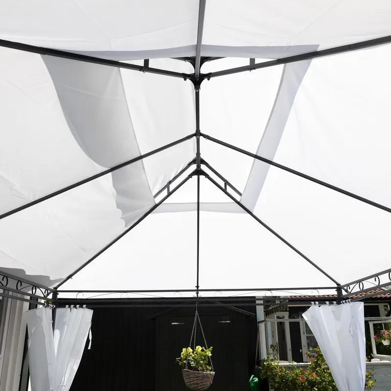 Paviljong 4x3m med väggar | Vit - Utemöbler - Solskydd - Paviljong - Komplett paviljong