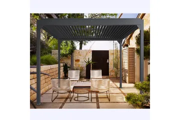 Pergola Premium Öppningsbara lameller - Grå - Utemöbler - Solskydd - Pergola