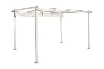 Porto Stor Pergola 4x3 m i aluminium med tak - Vit - Utemöbler - Solskydd - Pergola