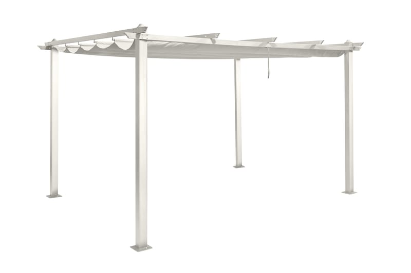 Porto Stor Pergola 4x3 m i aluminium med tak - Vit - Utemöbler - Solskydd - Pergola
