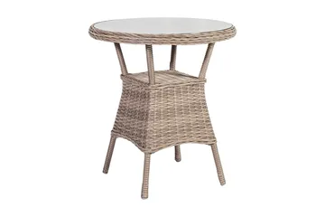 Toscana Runt Cafébord och Bistrobord Utomhus 65 cm Glas Konstrotting - Beige - Utemöbler - Utebord & trädgårdsbord - Cafebord