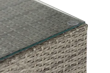 Bahamas Loungbord och Soffbord Utomhus 113 cm Konstrotting Glas - Grå - Utemöbler - Utebord & trädgårdsbord - Loungebord & soffbord utomhus