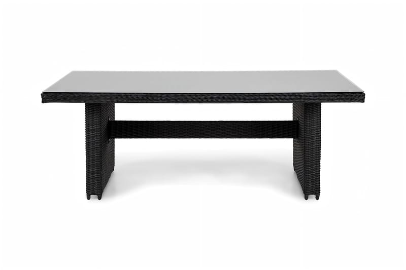 Marcus Rektangulärt Matbord utomhus 160x90 cm i konstrotting med glasskiva, Svart