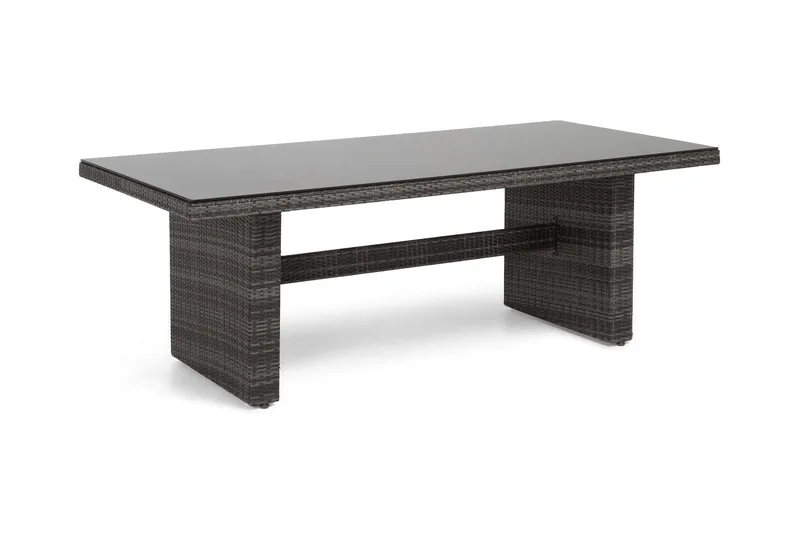 Majestic Matbord Utomhus 210x100 cm – Utebord i konstrotting med bordsskiva i Glas för Trädgård och Altan, Grå