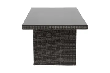 Majestic Matbord Utomhus 210x100 cm – Utebord i konstrotting med bordsskiva i Glas för Trädgård och Altan - Grå - Utemöbler - Utebord & trädgårdsbord - Matbord utomhus