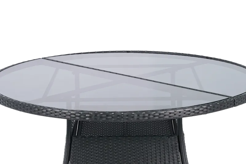 Runt utematbord med härdat glas | Ø150 cm | Tylösand svart - Utemöbler - Utebord & trädgårdsbord - Matbord utomhus