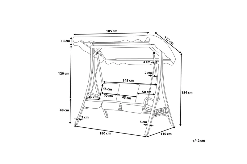 Garbo Hängsoffa 185 cm - Grå - Utemöbler - Utesoffa - Hammock