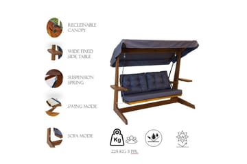 Trädgårds Trippel Gungstol Viva Antracit - Antracit, 220 x 100 x 175 cm - Utemöbler - Utesoffa - Hängsoffa