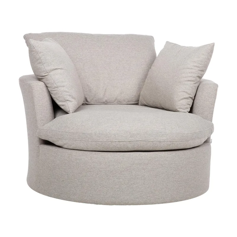 Fåtölj Fluffy Swivel 110x105x65/86 cm, Ljusgrå