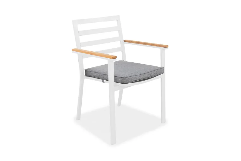 Oliver Karmstol Utomhus m Dyna, Vit/Teak/Grå