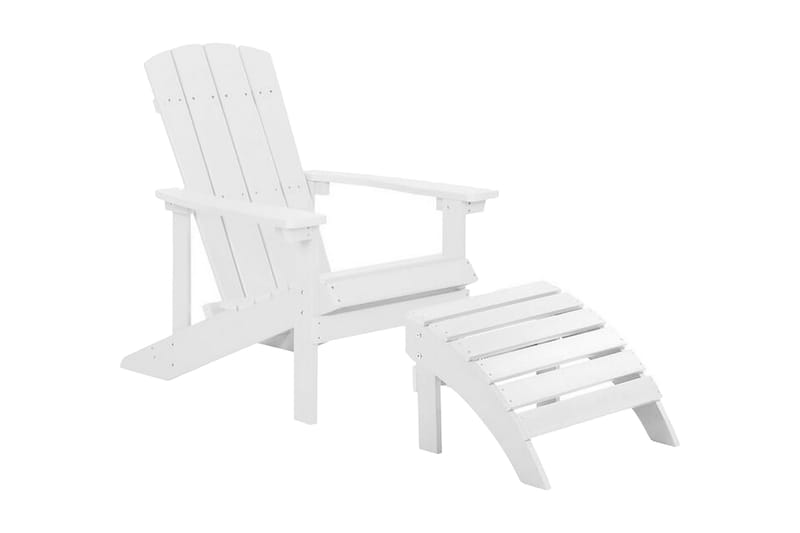 Trädgårdsstol med fotpall vit ADIRONDACK, Vit