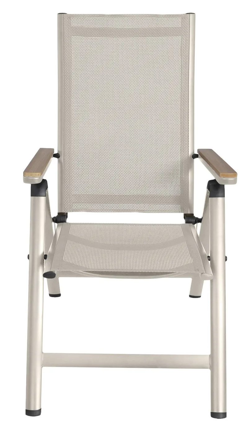 Reglerbar positionsstol i beige textilene med trälook | Svea