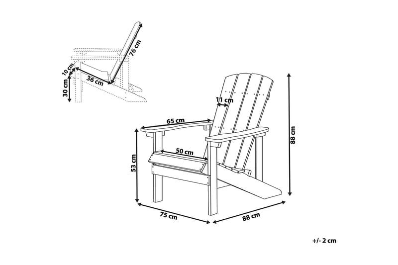 Adirondack Däckstol 88|75|88 cm - Blå - Utemöbler - Utestol & trädgårdsstol - Solstolar - Däckstol