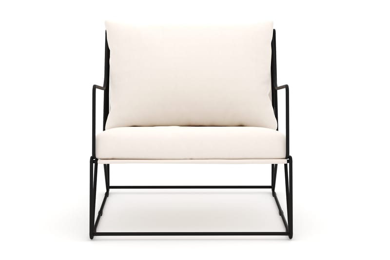 Usteryd loungefåtölj utomhus i järn med vattenavisande dyna i beige - Svart - Utemöbler - Utestol & trädgårdsstol - Utefåtölj & loungefåtölj