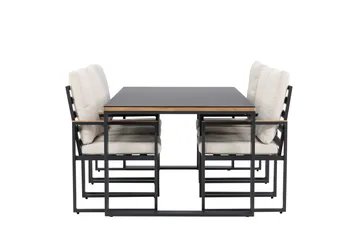Aspvik Matgrupp 200x100cm - Svart/Teak - Utemöbler - Utegrupp - Matgrupp utomhus