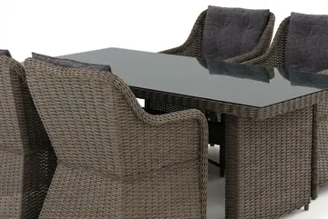 Marcus utomhus matgrupp 160x90 cm med 4 Marcus utefåtöljer - Grå - Utemöbler - Utegrupp - Matgrupp utomhus