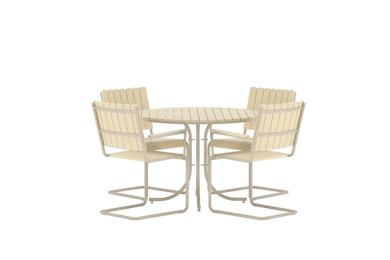 Matgrupp Holmsund 100 cm med 4 Stolar Utomhus - Beige - Utemöbler - Utegrupp - Matgrupp utomhus