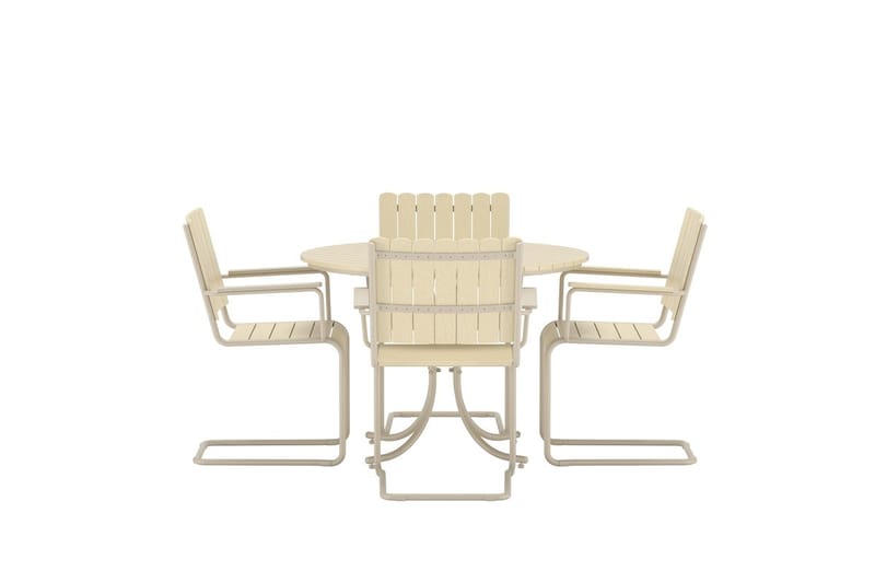 Matgrupp Holmsund 100 cm med 4 Stolar Utomhus - Beige - Utemöbler - Utegrupp - Matgrupp utomhus
