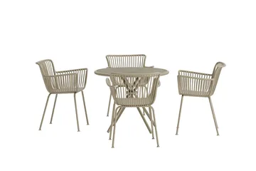 Matgrupp Sifnos 90 cm med 4 Stolar Utomhus - Beige - Utemöbler - Utegrupp - Matgrupp utomhus