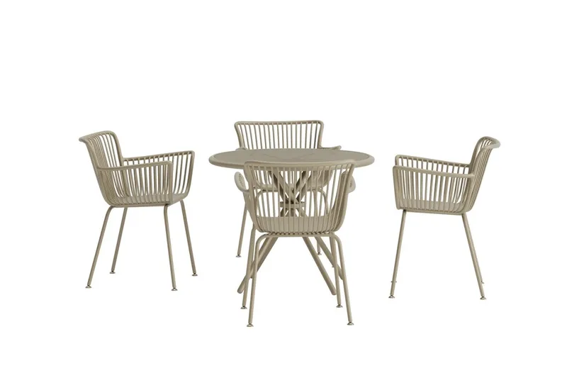 Matgrupp Sifnos 90 cm med 4 Stolar Utomhus - Beige - Utemöbler - Utegrupp - Matgrupp utomhus