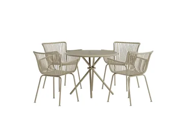 Matgrupp Sifnos 90 cm med 4 Stolar Utomhus - Beige - Utemöbler - Utegrupp - Matgrupp utomhus