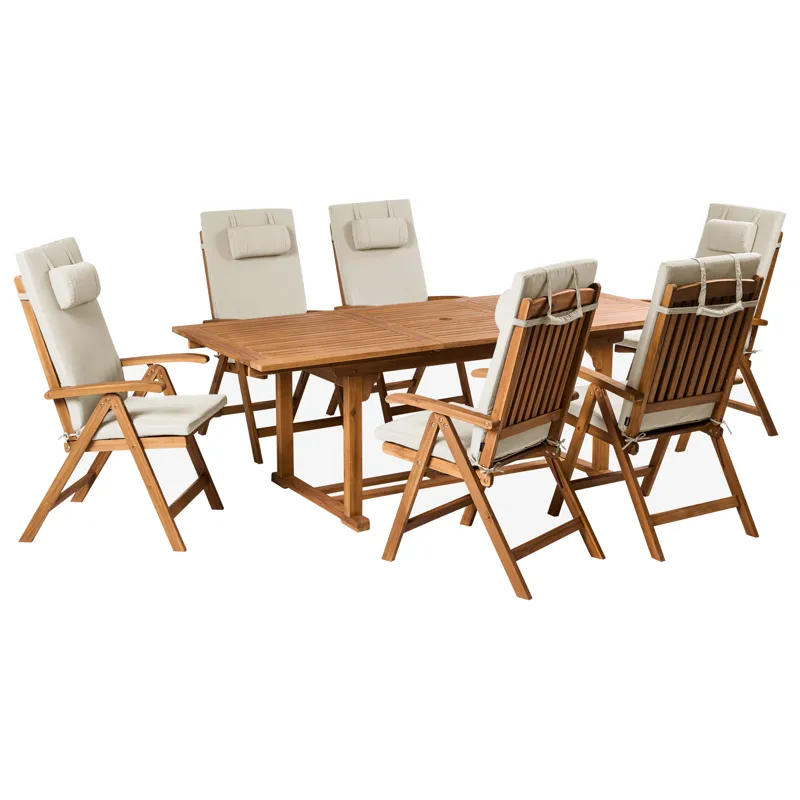Matgrupp utomhus 6-Sits Java Premium Akaciaträ, taupe