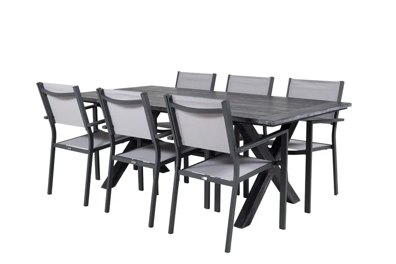 Rives Matgrupp 200 cm + 6 Copacabana Karmstolar Svart, Svart