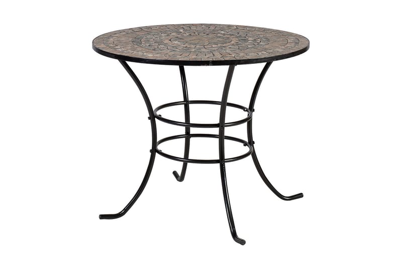 Set Mosaic Utebord Och 4 Utestolar Metallram Svart - Utemöbler - Utegrupp - Matgrupp utomhus