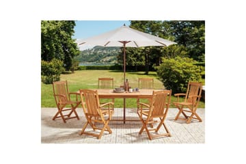Matsalsset Maui II med parasoll Ljus trä/beige, 6-Sits - Ljus trä/beige, 6-Sits - Utemöbler - Utegrupp - Matgrupp utomhus