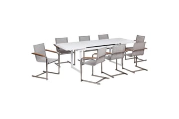 Matsalsset Valcanetto/Cosoleto Vit/Beige/Silver, 8-Sits - Vit/Beige/Silver/8-Sits - Utemöbler - Utegrupp - Matgrupp utomhus