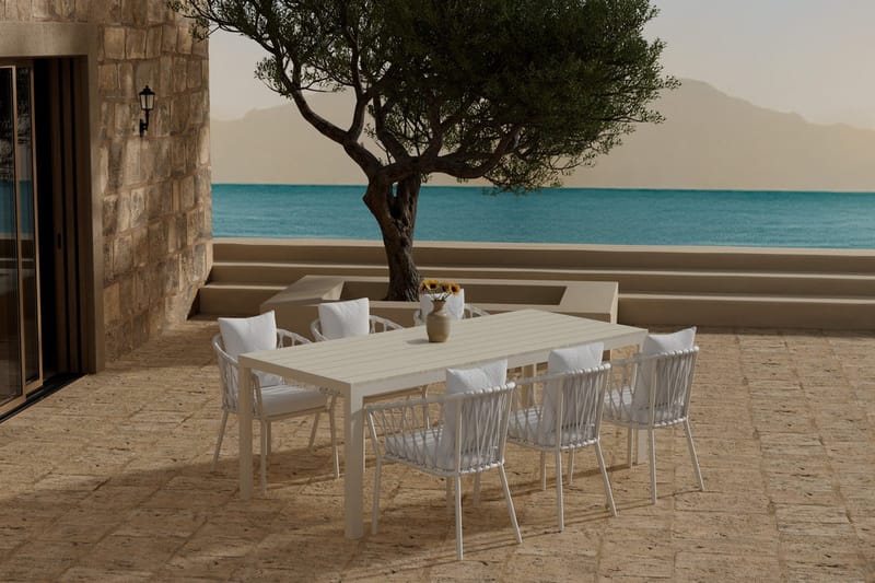 Mirko Matbord Utomhus 90x205 cm med 6 Matstol Linos