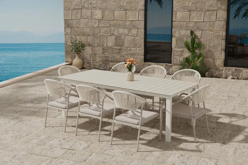 Rektangulärt matbord Levels 229 cm Utomhus med 8 Matstol Paros